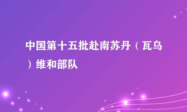 中国第十五批赴南苏丹（瓦乌）维和部队