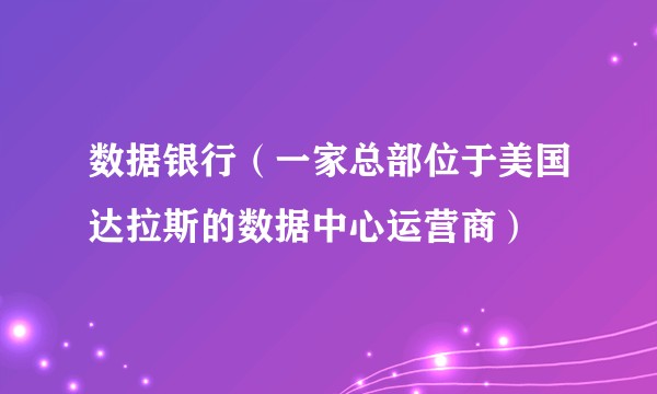 数据银行（一家总部位于美国达拉斯的数据中心运营商）