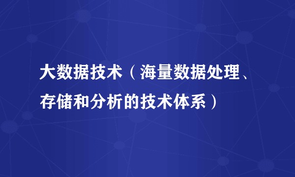 大数据技术（海量数据处理、存储和分析的技术体系）
