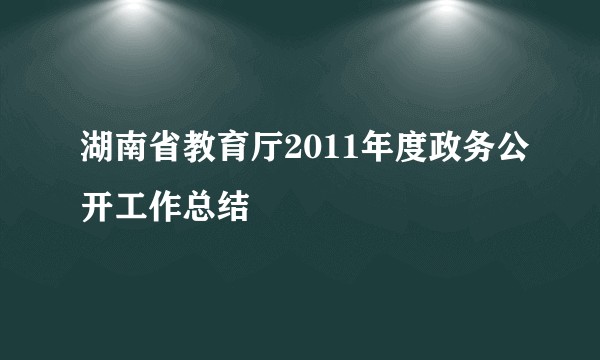 湖南省教育厅2011年度政务公开工作总结