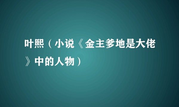 叶熙(小说《金主爹地是大佬》中的人物)