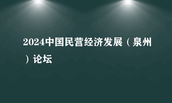 2024中国民营经济发展（泉州）论坛