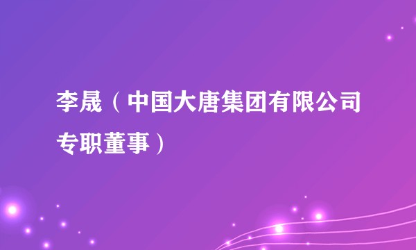 李晟（中国大唐集团有限公司专职董事）