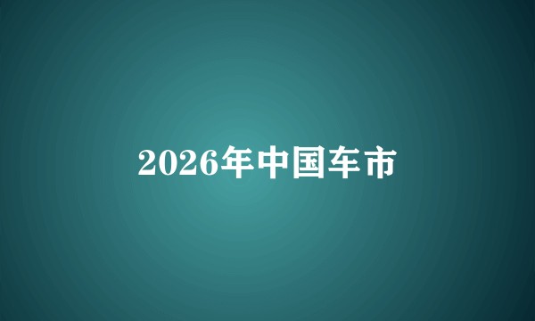 2026年中国车市