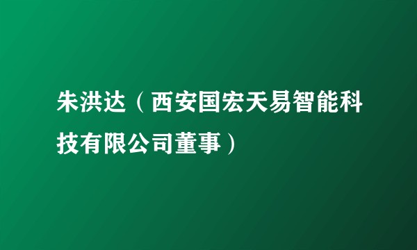 朱洪达（西安国宏天易智能科技有限公司董事）