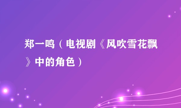 郑一鸣(电视剧《风吹雪花飘》中的角色)