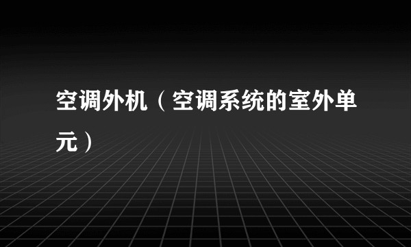 空调外机（空调系统的室外单元）