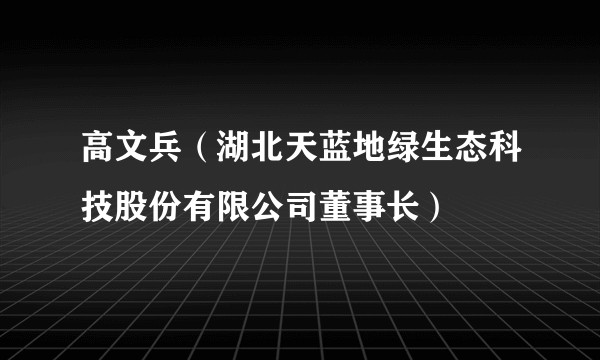 高文兵（湖北天蓝地绿生态科技股份有限公司董事长）