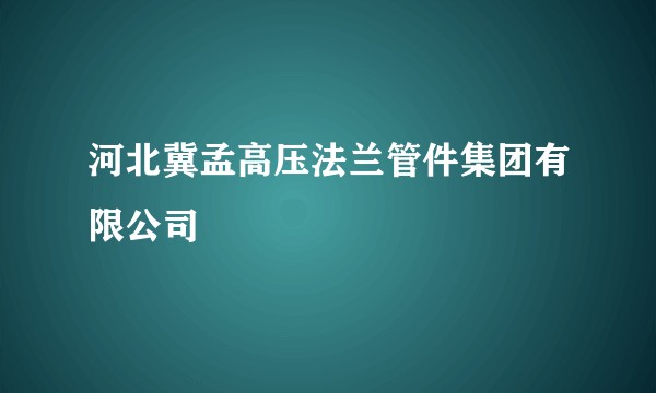 河北冀孟高压法兰管件集团有限公司