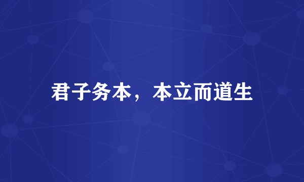 君子务本，本立而道生
