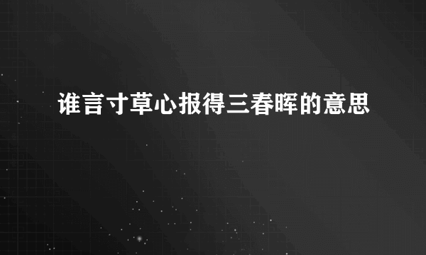 谁言寸草心报得三春晖的意思