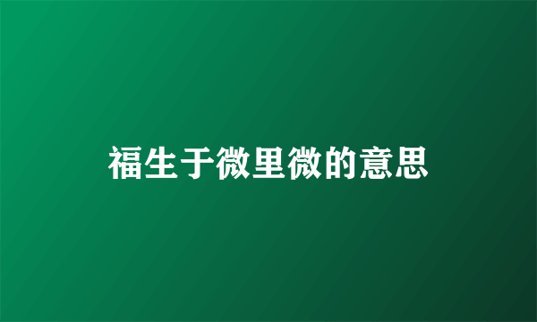 福生于微里微的意思