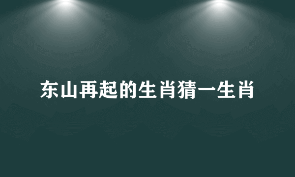 东山再起的生肖猜一生肖
