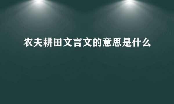农夫耕田文言文的意思是什么