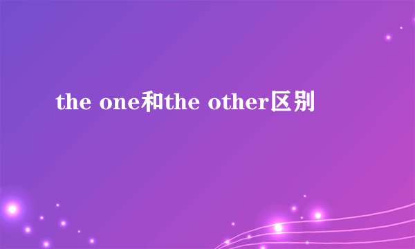 the one和the other区别