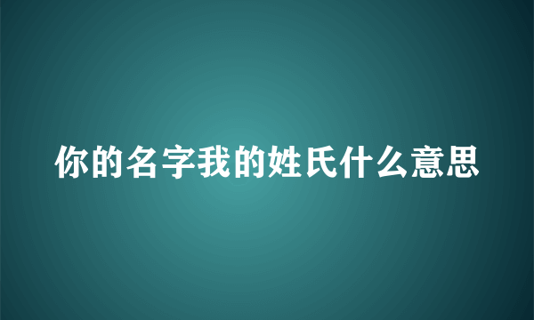 你的名字我的姓氏什么意思