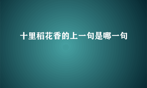 十里稻花香的上一句是哪一句