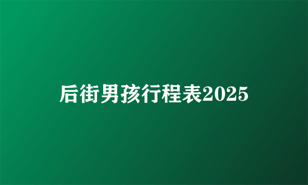 后街男孩行程表2025