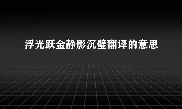 浮光跃金静影沉璧翻译的意思