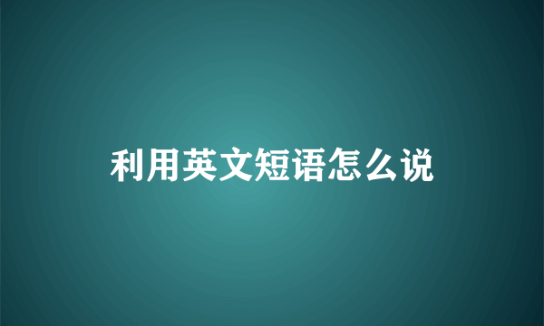 利用英文短语怎么说