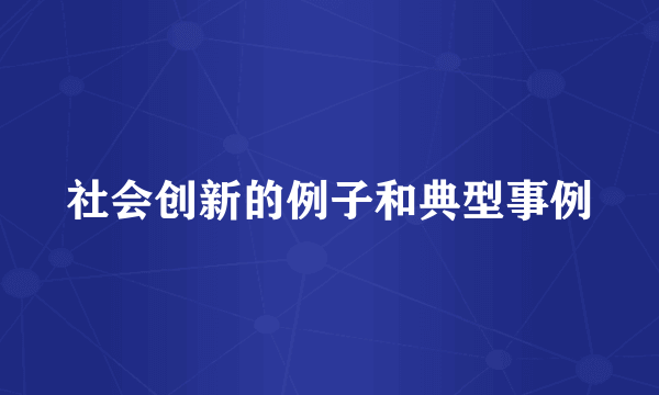 社会创新的例子和典型事例