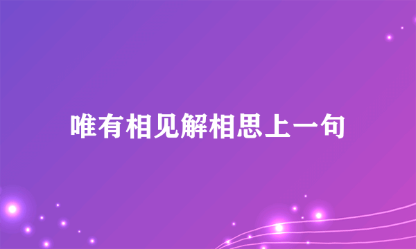 唯有相见解相思上一句