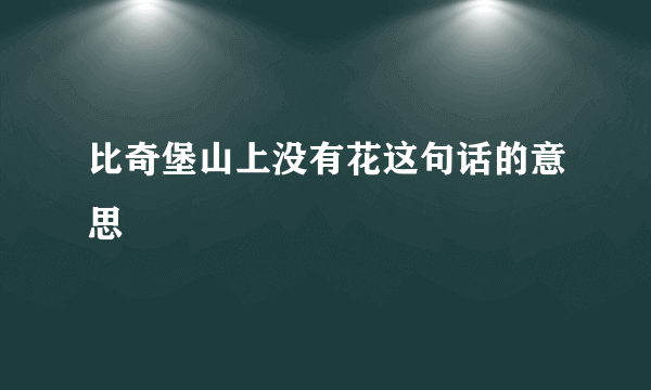 比奇堡山上没有花这句话的意思