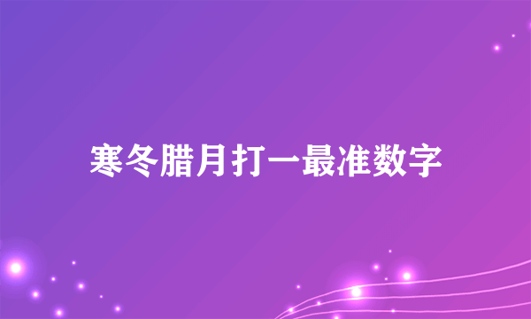 寒冬腊月打一最准数字