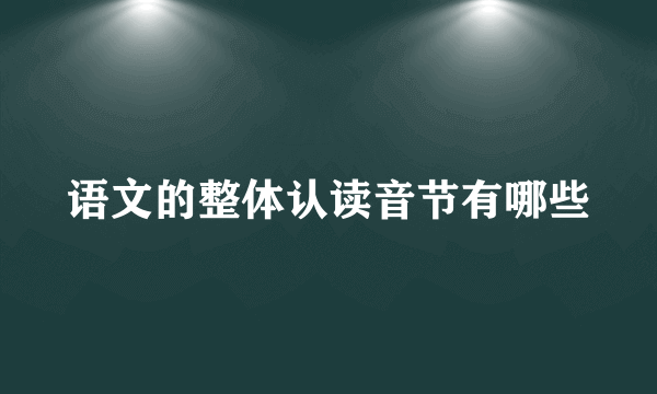 语文的整体认读音节有哪些