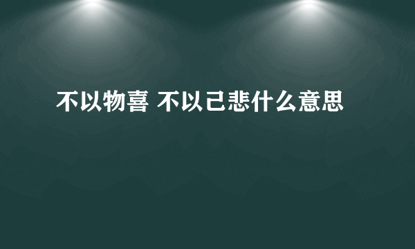 不以物喜 不以己悲什么意思