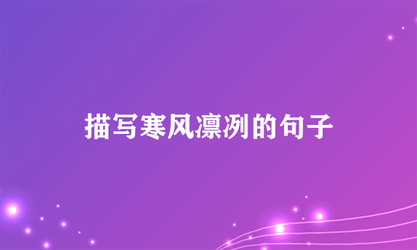 描写寒风凛冽的句子