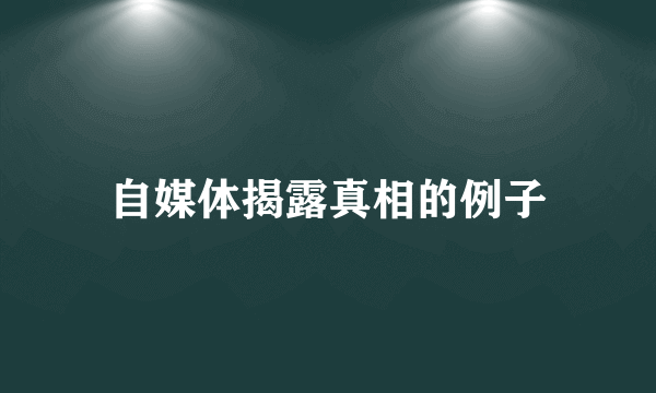 自媒体揭露真相的例子