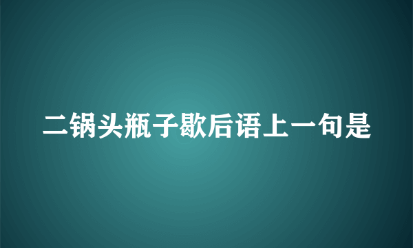 二锅头瓶子歇后语上一句是