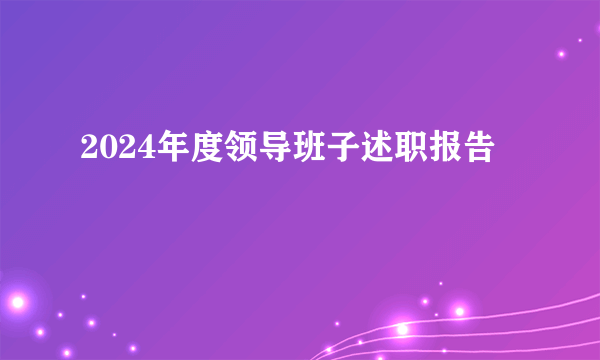 2024年度领导班子述职报告