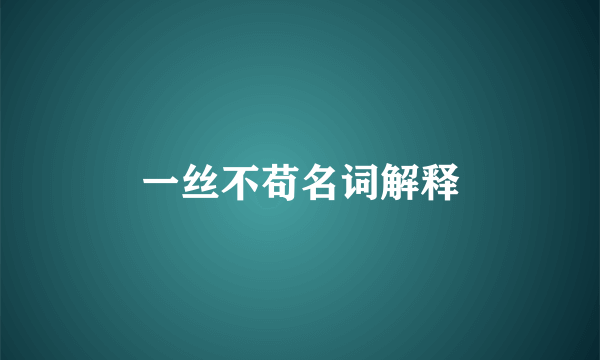 一丝不苟名词解释