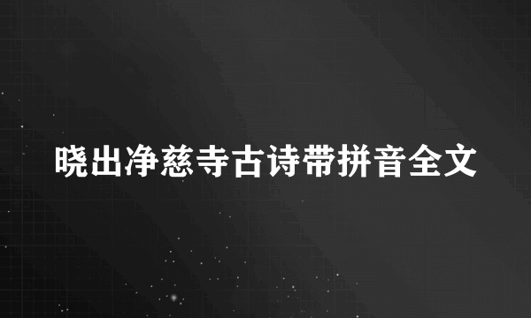 晓出净慈寺古诗带拼音全文