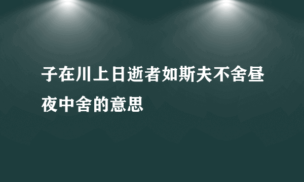 子在川上日逝者如斯夫不舍昼夜中舍的意思