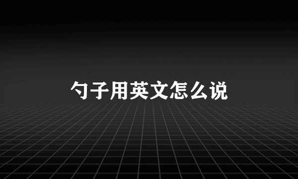 勺子用英文怎么说