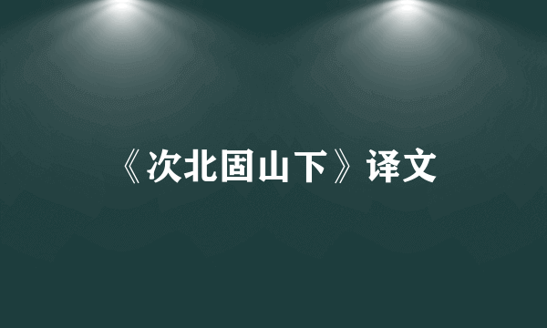 《次北固山下》译文