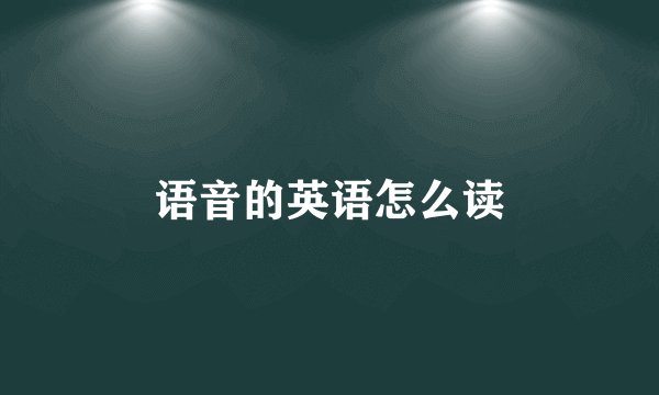 语音的英语怎么读
