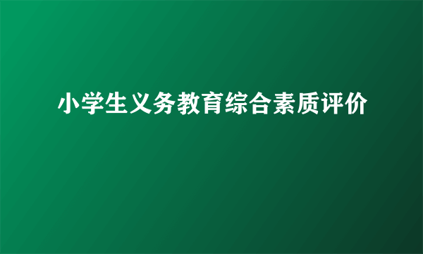 小学生义务教育综合素质评价
