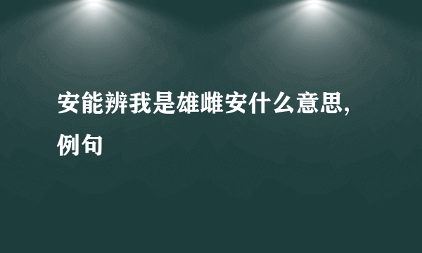 安能辨我是雄雌安什么意思,例句