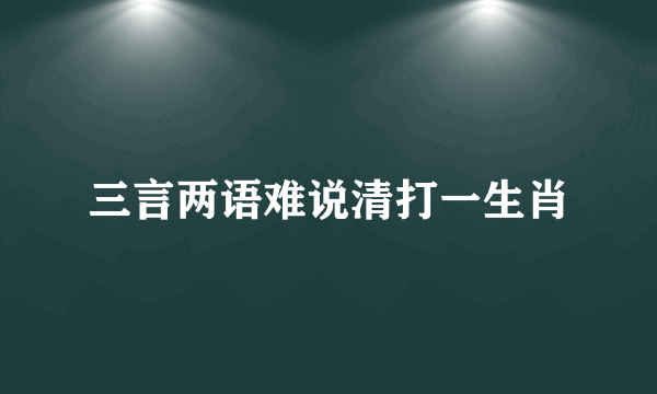三言两语难说清打一生肖
