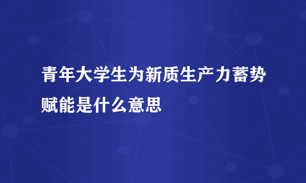 青年大学生为新质生产力蓄势赋能是什么意思