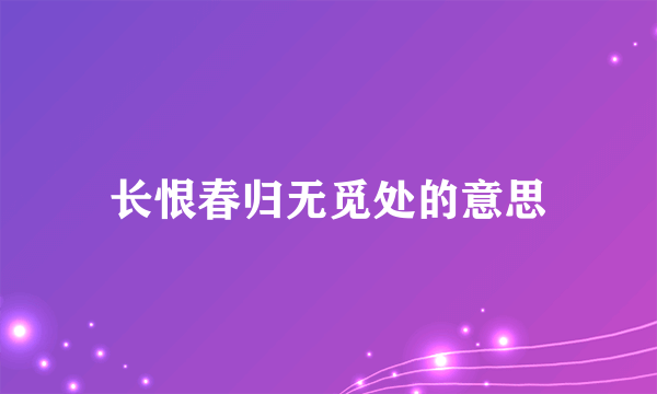长恨春归无觅处的意思