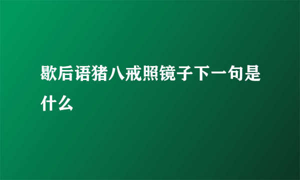歇后语猪八戒照镜子下一句是什么