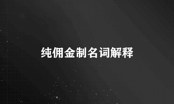 纯佣金制名词解释