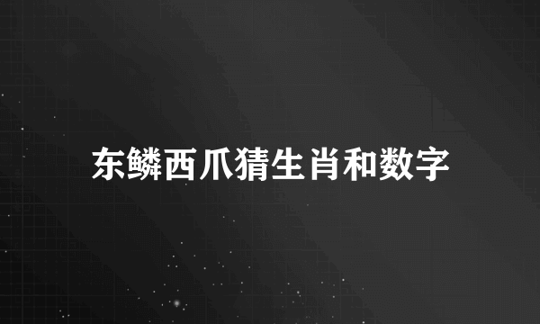 东鳞西爪猜生肖和数字