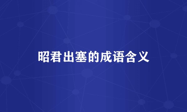 昭君出塞的成语含义
