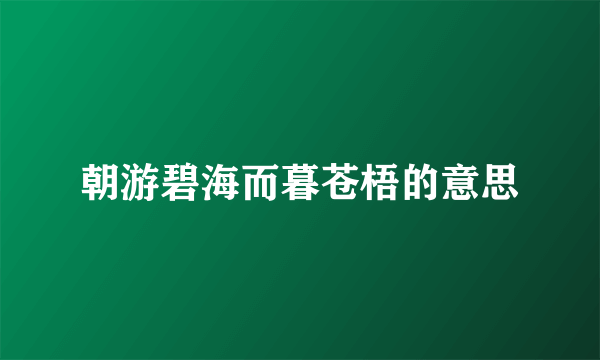 朝游碧海而暮苍梧的意思